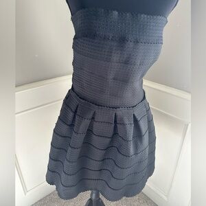 WOW Couture Black Strapless Dress Side Zip Fit & Flare Size Large